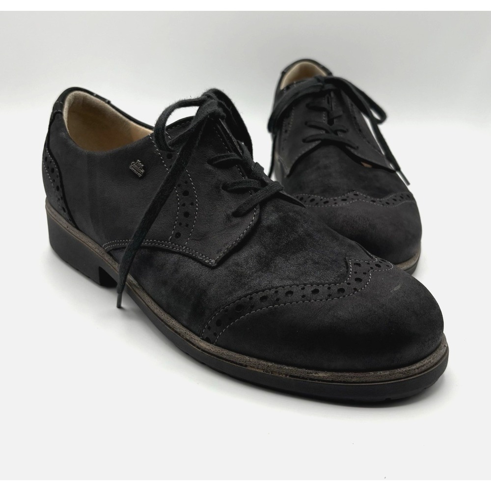 FINN COMFORT Asiago Oxford Women's Size‎ 6.5 Black Nubuck Wingtip Shoe NWOB